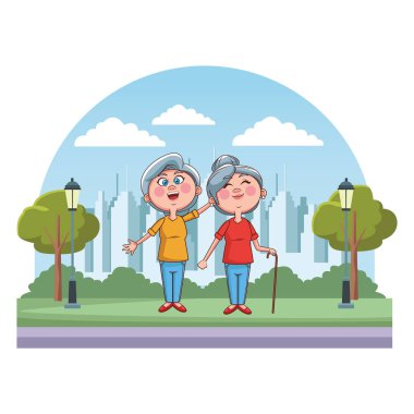 Yaşlı kadın Park sallayarak