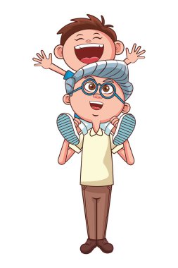 gülümseyen taşıyan torunu Büyükbaba