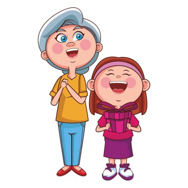 yaşlı büyükanne ve torunu