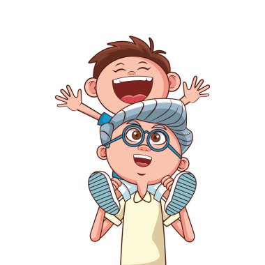 gülümseyen taşıyan torunu Büyükbaba