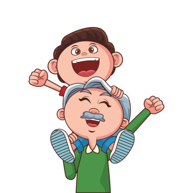 gülümseyen taşıyan torunu Büyükbaba