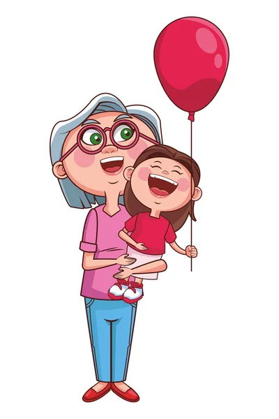 Ballon grand-mère et petite-fille — Image vectorielle