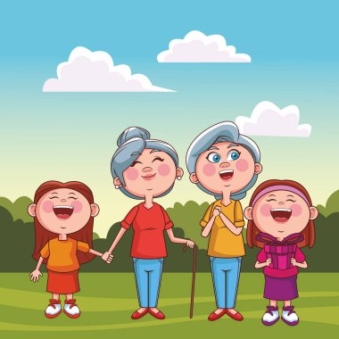 Büyükanne ve torunu park