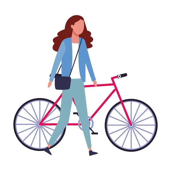 Chica sin rostro y bicicleta — Vector de stock