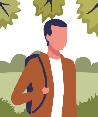 Doğa profil çizgi film genç adam