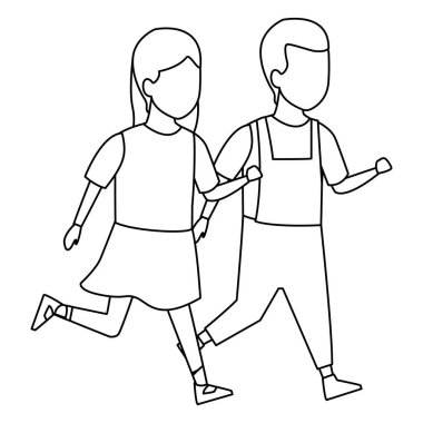 Çizgi film siyah ve beyaz oynayan çocuklar