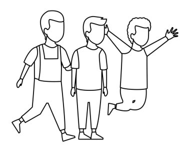 Çizgi film siyah ve beyaz oynayan çocuklar