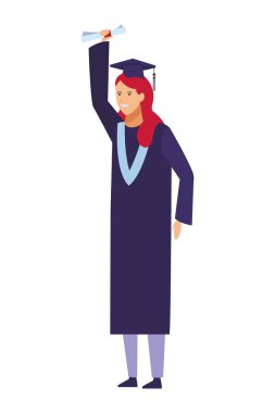 Öğrenci mezuniyet elbise ve şapka ile