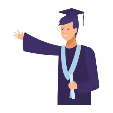 Öğrenci mezuniyet elbise ve şapka ile