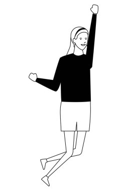 kız neşeli jest atlama