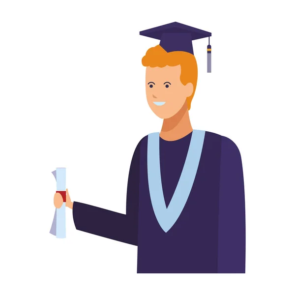 Student with graduation gown and hat — Stock Vector