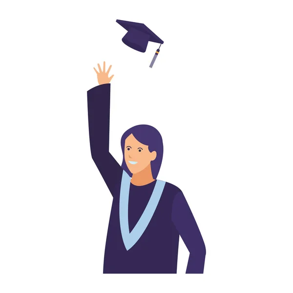 Estudiante mujer en la graduación — Vector de stock