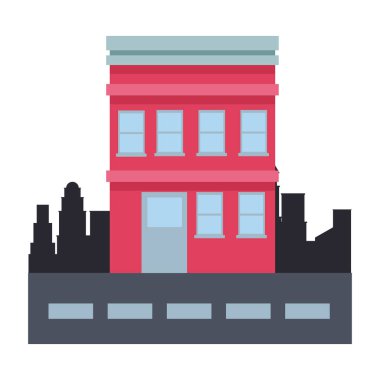 Bina sokak ev yapısı vektör çizim grafik tasarım