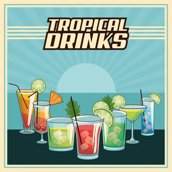 Tropiska drinkar affisch — Stock vektor