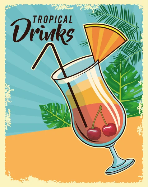 Tropische cocktail poster — Stockvector