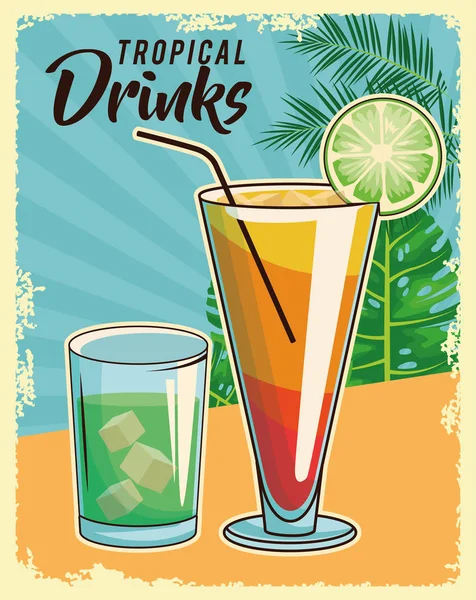 Тропический коктейльный плакат — стоковый вектор