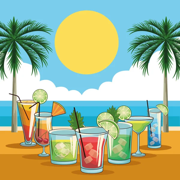 Bebidas de cocktail tropicais —  Vetores de Stock