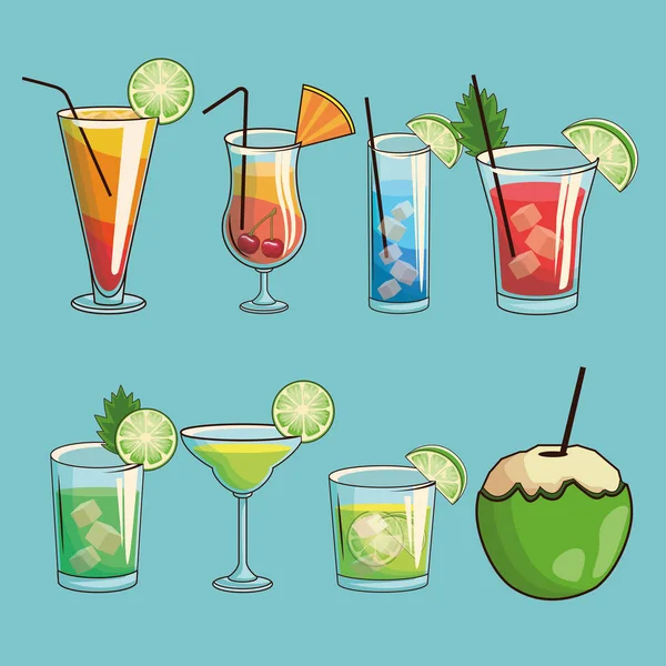 Poster mit tropischen Cocktails — Stockvektor