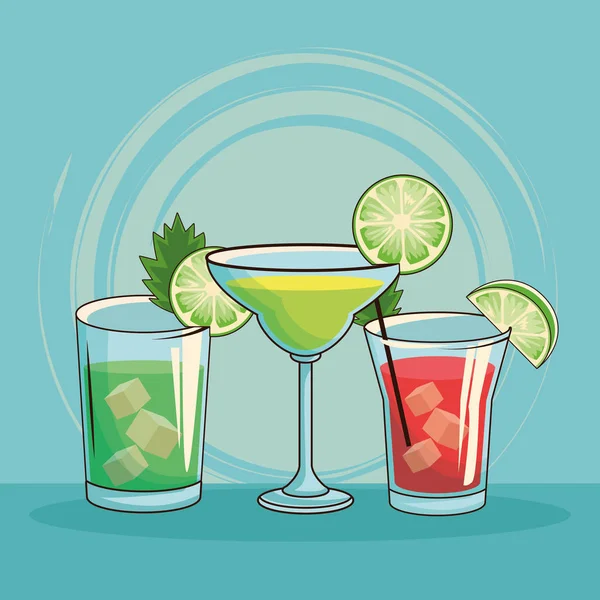 Poster mit tropischen Cocktails — Stockvektor