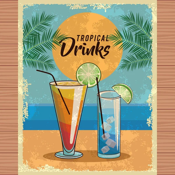 Tropical cocktail poster — Stock Vector