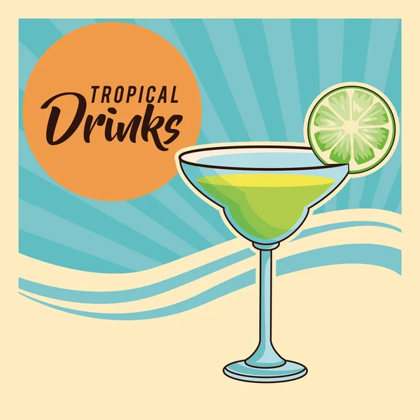 Cartel de cóctel tropical — Vector de stock