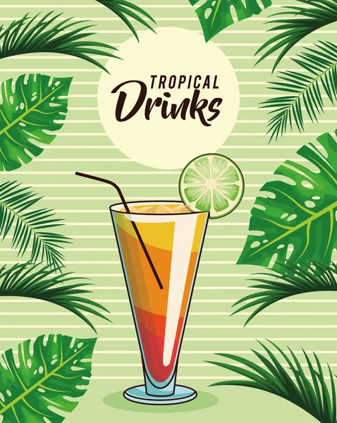Cartel de bebida de cóctel tropical — Vector de stock