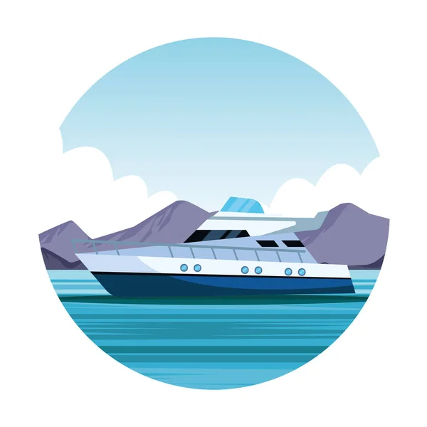Yacht barca icona del fumetto — Vettoriale Stock