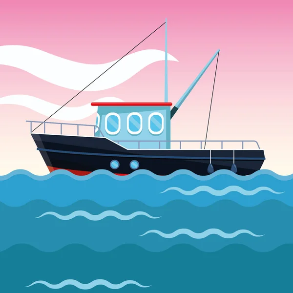 Карикатура на рыболовные лодки — стоковый вектор