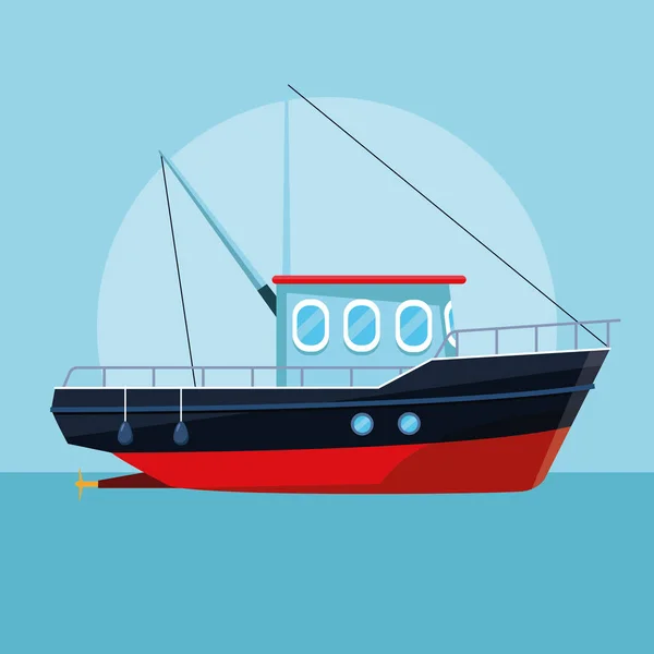 Bateau de pêche dessin animé — Image vectorielle