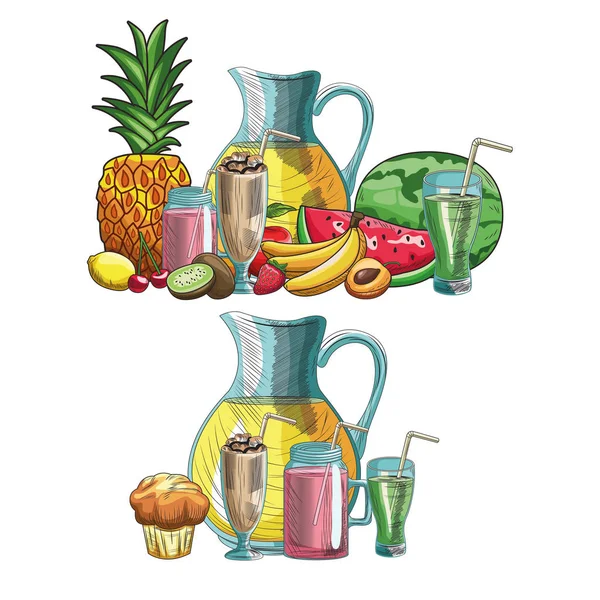 Плоды и напитки ручной работы — стоковый вектор