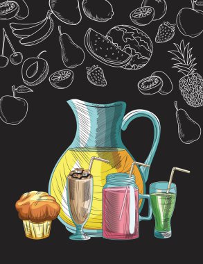içecekler elle çizilmiş
