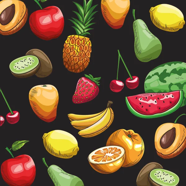 Kézzel rajzolt gyümölcs háttérkép — Stock Vector