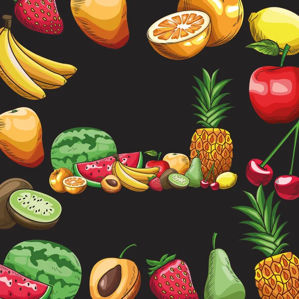 Frutas dibujadas a mano — Vector de stock