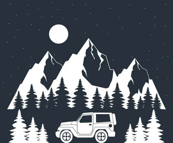 Montaña aventura logo — Vector de stock