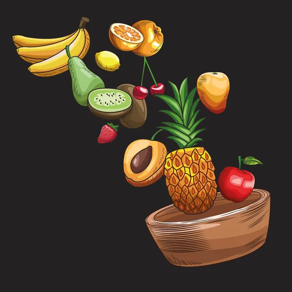 Hand drawn fruits — Stock Vector