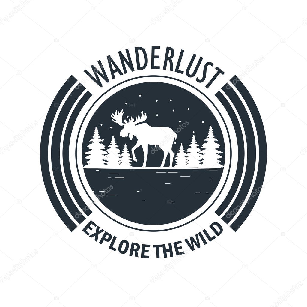 Wanderlust wildlife animal wilderness adventure logo over flat white background vector illustration graphic design
