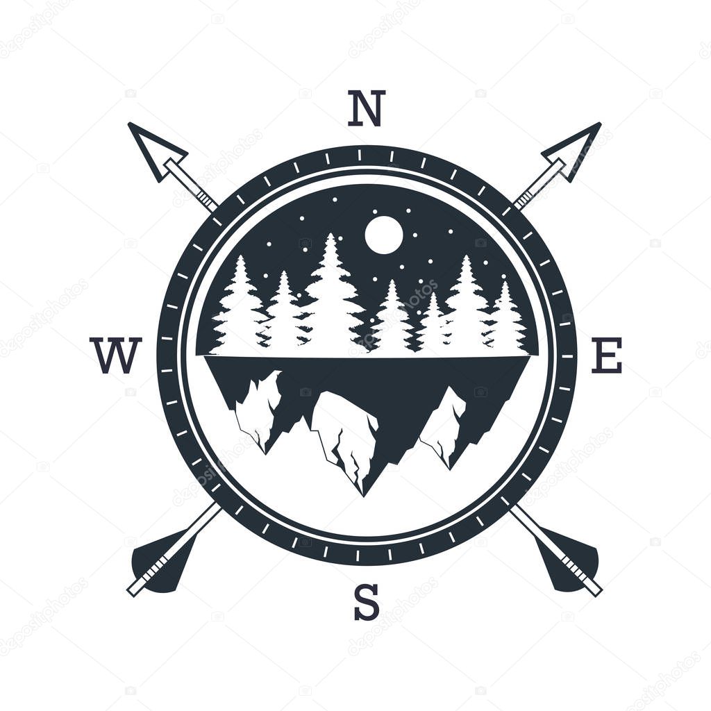 Outdoor camping wilderness adventure logo over flat white background vector illustration graphic design