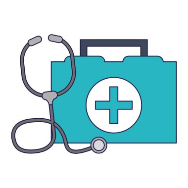 mavi çizgiler ilk AIDS bavul ve stetoskop