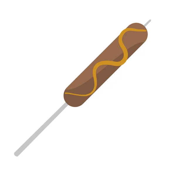 Sausage stick with mustard — Stock Vector