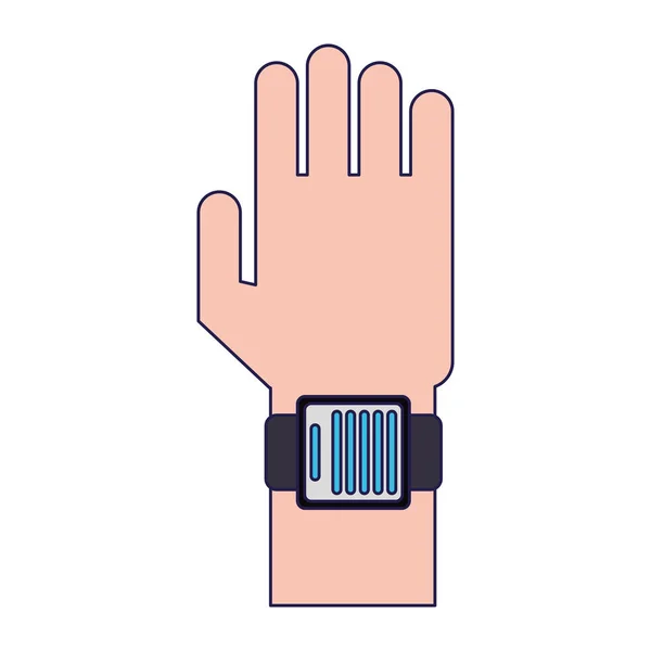 Ručně pomocí hodinek smartwatch modré čáry — Stockový vektor