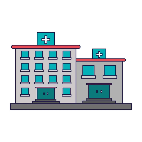 Krankenhausgebäude symbolisieren blaue Linien — Stockvektor