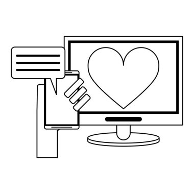 bilgisayar ve akıllı telefon siyah ve beyaz ile ilişki sohbet