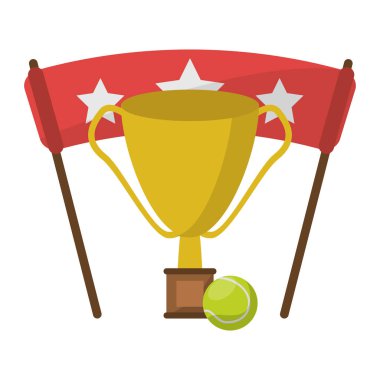 Tenis trophy Kupası topu ve yıldız bayrağı ile