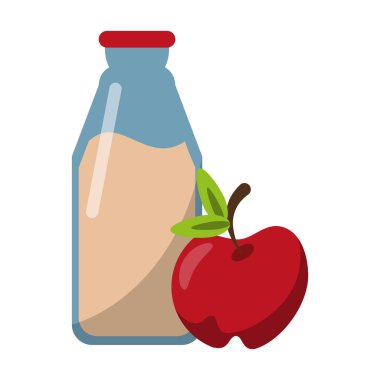 süt şişesi ve elma meyve