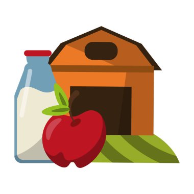 çiftlik apple ve süt şişesiyle