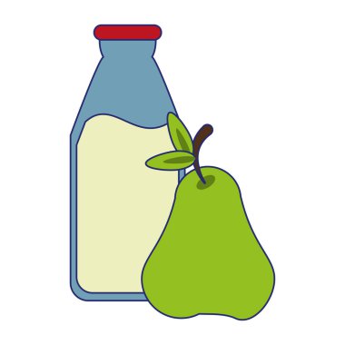 süt şişesi ve armut meyve