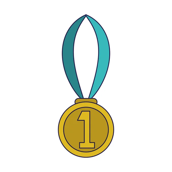 First place medal award blue lines — Stock Vector