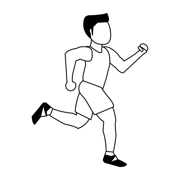 Hombre de fitness corriendo en blanco y negro — Vector de stock