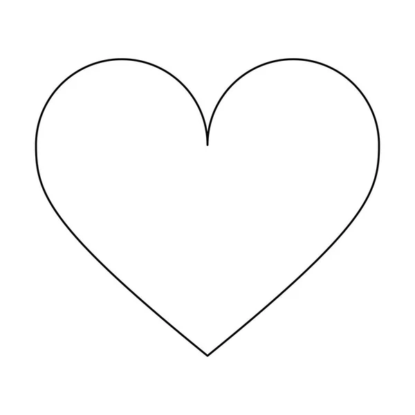 Szív szerelem szimbólum izolált fekete-fehér — Stock Vector
