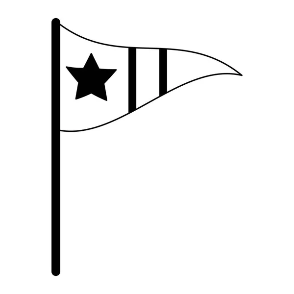 Pennant esporte com estrela preto e branco — Vetor de Stock